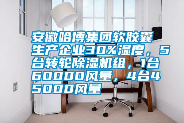 安徽哈博集團軟膠囊生產(chǎn)企業(yè)30%濕度，5臺轉輪除濕機組，1臺60000風量，4臺45000風量